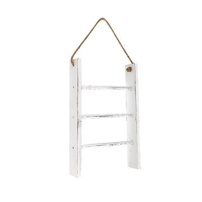 China Rustic Towel Rack 3-Tier Wall Hanging Towel Rack Bathroom Soild Wooden Towel Holder Rack for sale