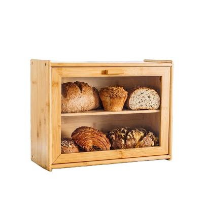 China / Wholesale Bread Box In Corner Bamboo Bread Box Counter For Kitchen Bamboo Bread Box for sale