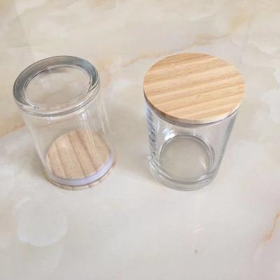 China Non Refillable Cork Bamboo Bottle Caps Cosmetic Perfume Candle Container Custom Glass Jars Wooden Lid for sale