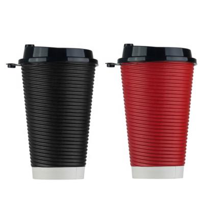 China Logo Disposable Ripple Corrugated Hot Disposable Custom Drinks Paper Coffee Cup for sale