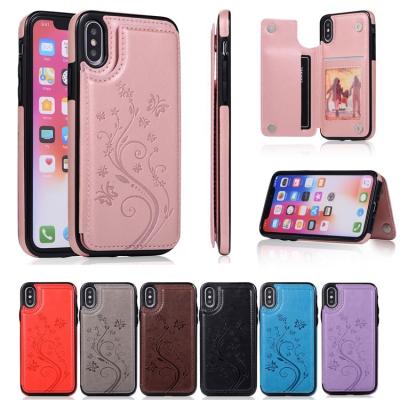 China PU Leather Wallet Shockproof Butterfly Flowers Card Slot Back Phone Case For iPhone 14 plus 13 12 11 pro XR XS max cover for sale