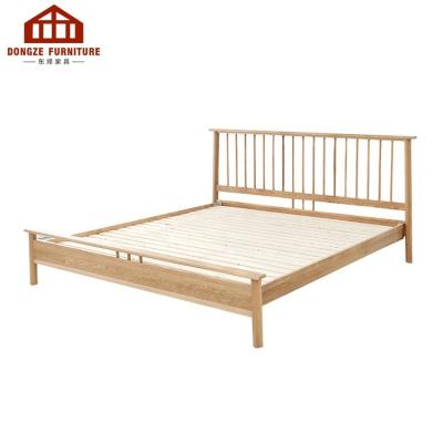 China Custom Made Windsor Bedroom Bed Furniture Wood Solid Wood Double Bed for sale