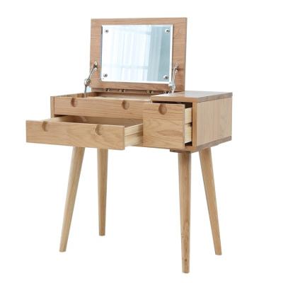 China Modern Item Solid Wood Nordic Style Mirrored Dresser Vanity Dressing Table Makeup Table With Mirror For Bedroom for sale