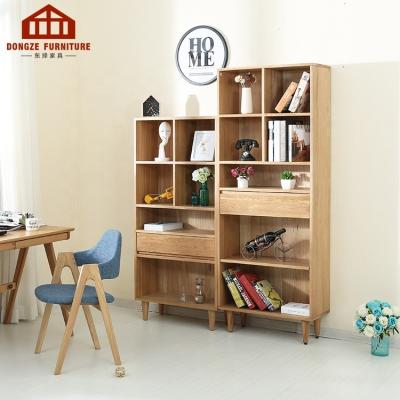 China Study Room Furniture Wall Solid Wood Book Rack With Storage Drawers for sale