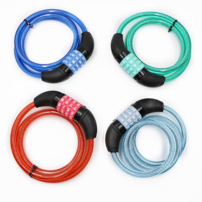 China Steel Wire With PVC Coating Collapsible Anti Theft 10mm Self Rolling Adjustable 4 Digit Combination Bicycle Anchor Chain Lock for sale