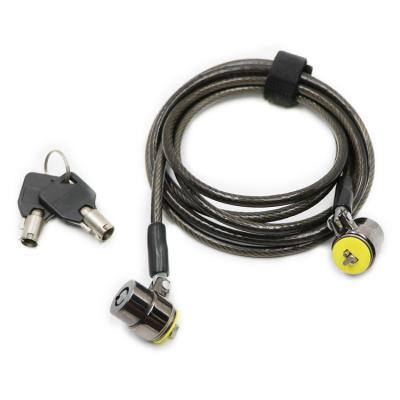 China Laptop Key Lock 2 Meters Long Cable Nickel Plated Security With Double Lock Head for sale