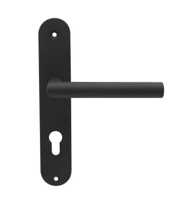 China Modern Satin Black Color Stainless Steel Door Handle With Long Plate for sale