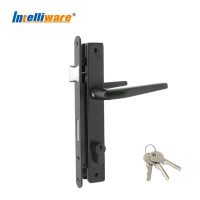 China Modern Black Color Wooden Door Lock Set Handle For Aluminum Door for sale