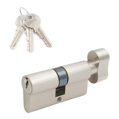 China Solid Brass 20 Years Experience Satin Nickel Finish Brass Pin Lock Cylinder With 3pc 6 Keys for sale