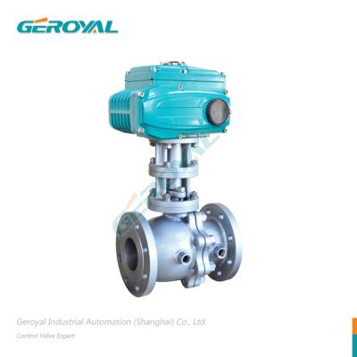 China Industrial Electric Insulation Ball Valve With Electric Actuator 2 Pieces Flange General End Trunnion 24V/110V/220V/380v for sale