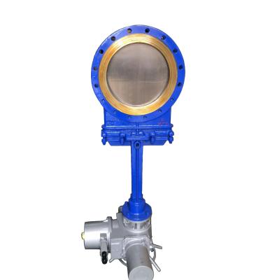 China 2-48 Inch Electric Control Double Flange Knife Industrial Metal Sealed Electric Gate Valve for sale