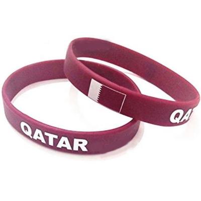 China WK2022 Qatar Color Football Fan Silicone Wristband CLASSIC Qatar Silicone Wristband for sale