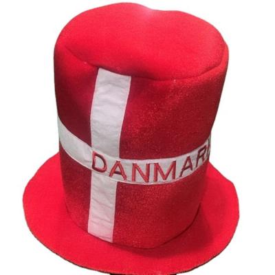 China 2022 Plush HK Denmark Flag Supporter Gentry Hat In Denmark Flag Color for sale