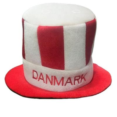 China 2022 Plush Denmark WC Flag Supporter Minority Hat in Denmark Flag Color for sale