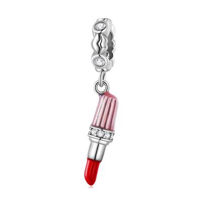 China New LEICARE Designer TRENDY Enamel Lipstick Pendant Charm for DIY Necklace Jewelry Making 925 Sterling Silver Charms for sale