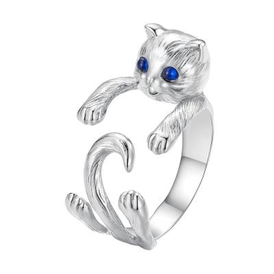 China FASHIONABLE designer of 925 Sterling Silver Open Ring Fashion Jewelry Cat Ring for women for sale