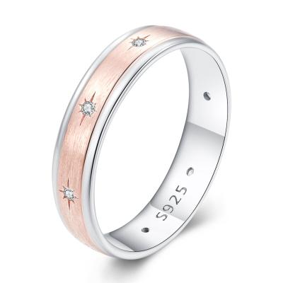 China FASHION Wedding Jewelry 14K Rose Gold Plated Silver Rings for Women 925 Sterling Love Eternity Band Unisex Ring Design for sale