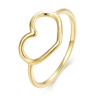 China LEICARE TRENDY Gold Heart Rings 925 Sterling Silver Chunky Heart Shaped Ring Jewelry Women for sale