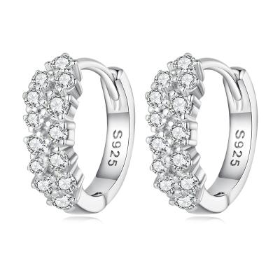 China FASHIONABLE Gemstone Diamond Bridal Wedding Earrings Cubic Zirconia 925 Sterling Silver Hoop Earrings For Women for sale