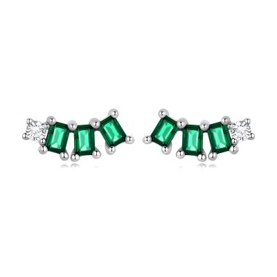 China FASHIONABLE Green 925 Sterling Silver Fashion Zircon Stud Earrings Jewelry Earrings Studs For Women for sale