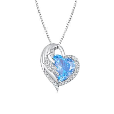 China Romantic Heart Angel Wings Guardian Necklace 925 Sterling Silver Necklaces Fine Jewelry For Women Mujer Collar De Plata for sale