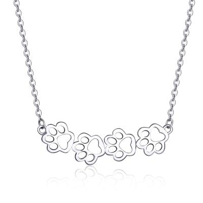 China SHIERO TRENDY White Gold Plated Simple Jewelry S925 Cat Paw Chain Necklace Silver Plated Necklace For Women for sale