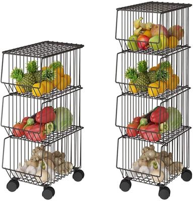 China Modern Household Multi-Layer Metal Storage Shelf Floor-Standing Vegetable Basket for sale