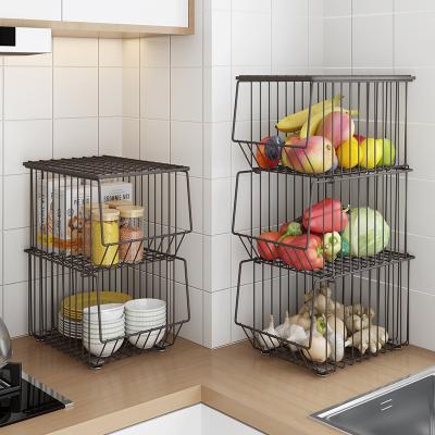 China Modern Vegetable Basket Shelf Storage Organizer Trash Can Space Saver for Kitchen for sale