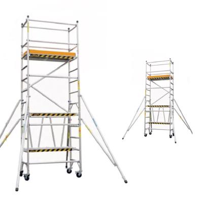 China Modern Easy To Install Double Scaffolding Stepped Aluminum Scaffold Tower Scaffolding Wide Working Height for sale