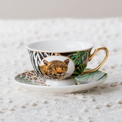 China Full Decal Customized Bone China Porcelain Cup And Saucer Coffee Viable Price Good New for sale