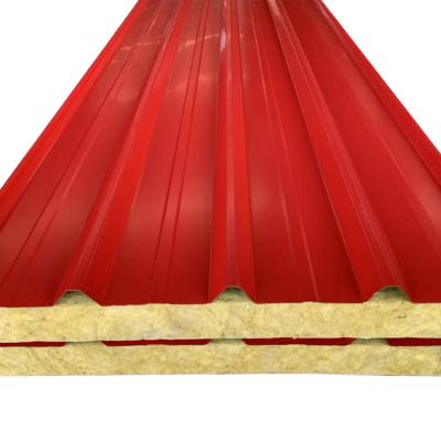 China Easy Operation PU Sealing Rock Wool Roof Sandwich Panel For Roof And Wall for sale