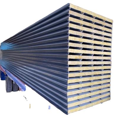 China Insulation Rock Wool Perforated Acoustic Sandwich Panel Color Coated Low Cost Lightweight Wall Sandwich Panel SF for sale