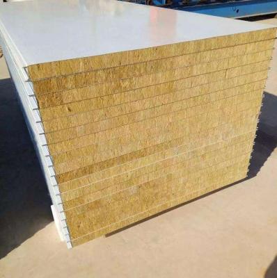 China Proud and waterproof easy to install high quality fireproof and insulated PPGI rock wool wall sandwich panel for prefab houses for sale