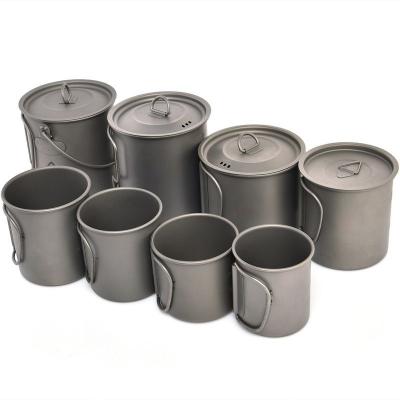 China 650ml Outdoor Pure Titanium Water Container Picnic Travel Easy To Carry Folding Drinking Tea Cup Coffee Cup Tea Set 6.2CM*7.3CM for sale