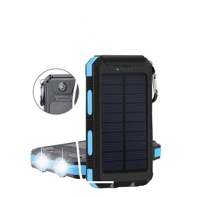 China ABS and slicon 5000mah 8000mah 10000mah factory ODM service waterproof solar power bank with outdoor compass outdoor lighting for sale