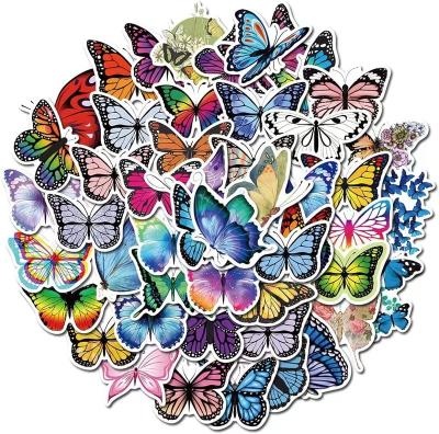 China Butterfly Waterproof Promotional Custom Waterproof Vinyl Business Wrapping Paper Printing Labels Die Cut Logo Stickers for sale