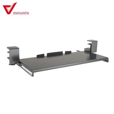 China Ergonomic Elastic V-mounts Under Standing Desks Clamp-on Keyboard Tray Sliding Computer Desks Keyboard Drawer VM-KB04 for sale