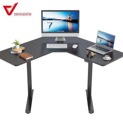 China SPCC V-mount Motor Single Height Adjustable Computer Desk Standing Computer Desk With 3 Piece Desk for sale