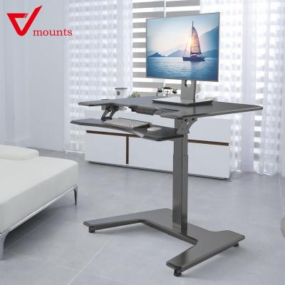 China V-mount Adjustable Electric Height (Height) Adjustable Ergonomic Mobile Stand Up Computer Desk With Keyboard Tray for sale