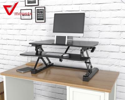 China Pneumatic Adjustable Height Adjustable Sit Stand Computer Desk For Table (Height) V-mount Desktop Monitor And PC VM-SD07 K-08 for sale