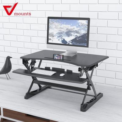 China Adjustable Sit Stand Up Desks Riser (Height) Workstation Ergonomically Adjustable V-Frame Height For Dual Monitors Adjustable Converter VM-SD10 for sale