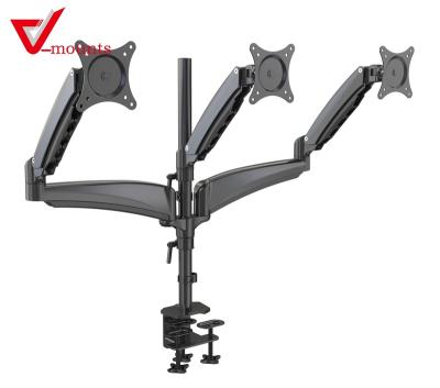 China Aluminum V-Frames Triple Monitor 21inch Desktop Stand Mount Three 15.4 lbs Computer Monitors On 3 Full Motion Adjustable Arms VM-LDS135 for sale