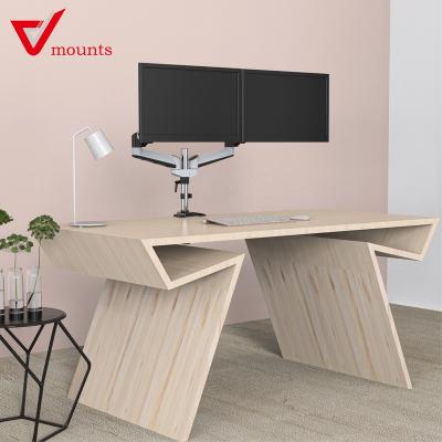 China Home Full Motion Rotation LCD Dual V-mount Monitor Aluminum Desks Mount Computer Stand PC Arm Support VM-GA24 for sale