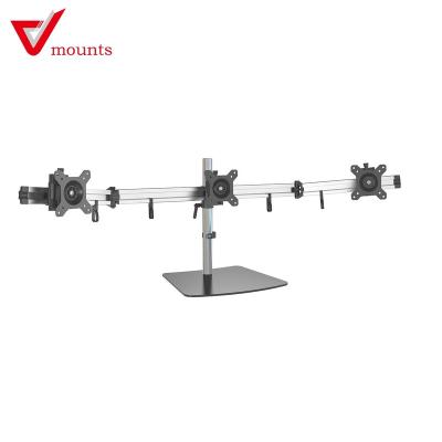 China For Triple Monitors V-Mounts Full Motion Lockable Aluminum Adjustable LCD Desk Triple Computer Riser Three Monitor Stand VM-MP230S for sale