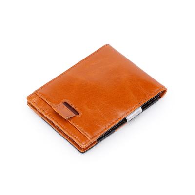 China Hot Sale Fashion Slim Custom RFID Blocking Credit Card Bifold Holder With PVC ID Window Wallet Slim Leather Men's Wallet for sale