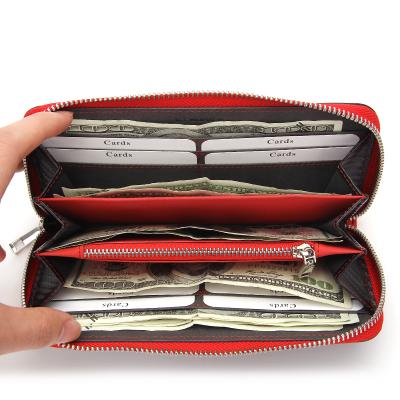 China Custom Made RFID Business Fashion Mens Carbon Fiber RFID Wallet Zipper Male Purse Bags for sale