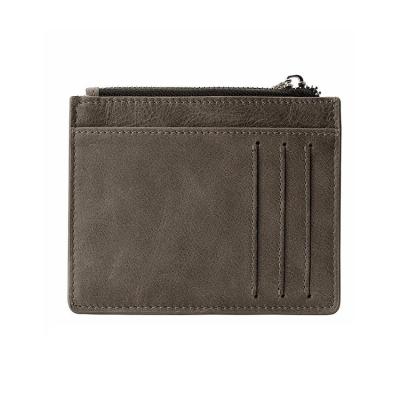 China Fashion workmanship good quality leather credit card holder with zipper for sale