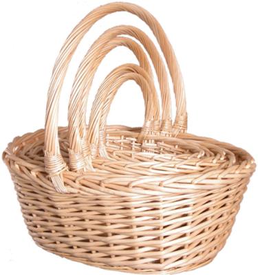 China BIG OVAL WILLOW BASKETS SET / 5 Round NATURAL HEAVY Willow Eco - Friendly Material for sale