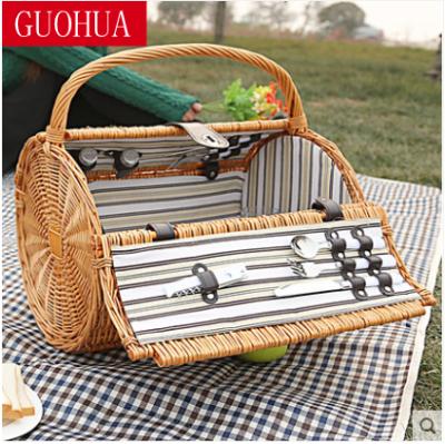 China Europe picnic wicker basket set for 4 people, willow picnic basket for 4 for sale