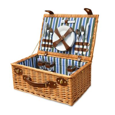 China Cheap Europe Willow Picnic Basket Wicker Picnic Baskets For 4 Person for sale